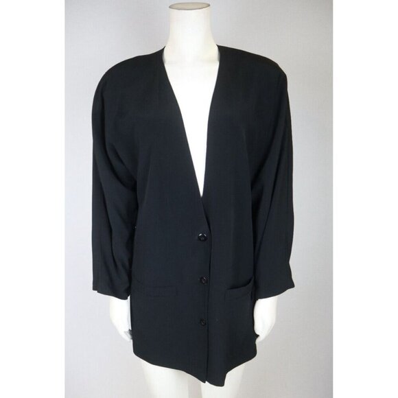 LIZ CLAIBORNE - WOMEN'S VINTAGE BLACK OVERSIZED BLAZER JACKET - SIZE 8 - Picture 2 of 8